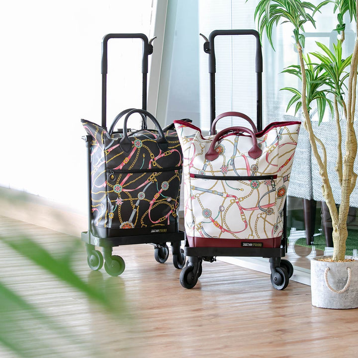 ショッピングカート4輪横押しサイドカートフリーリアン柄おしゃれ軽量