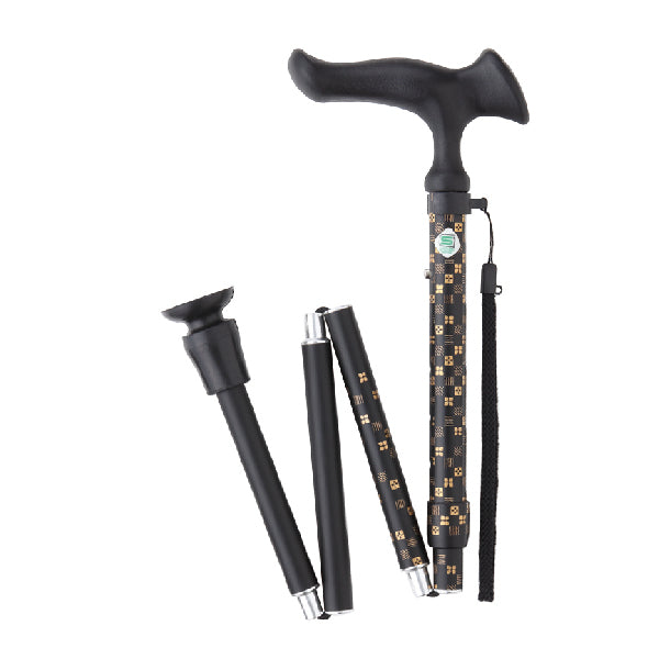 杖ステッキ折りたたみかるがもE市松模様黒男性女性おしゃれプレゼントコンパクト