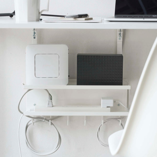 山崎実業smartデスク下ケーブル＆ルーター収納ラックスマート