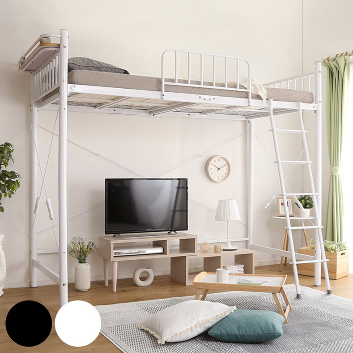 ロフトベッド宮付き高さ調節ミドルハイタイプベッドパイプベッドコンセント付