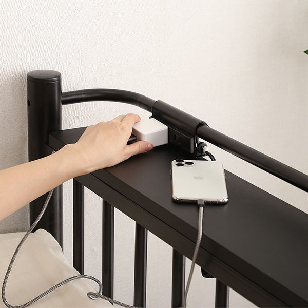 ロフトベッド宮付き高さ調節ミドルハイタイプベッドパイプベッドコンセント付