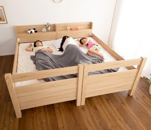 2段ベッド分割子供大人用木目調二段ベッドすのこベッド宮付きすのこベッド