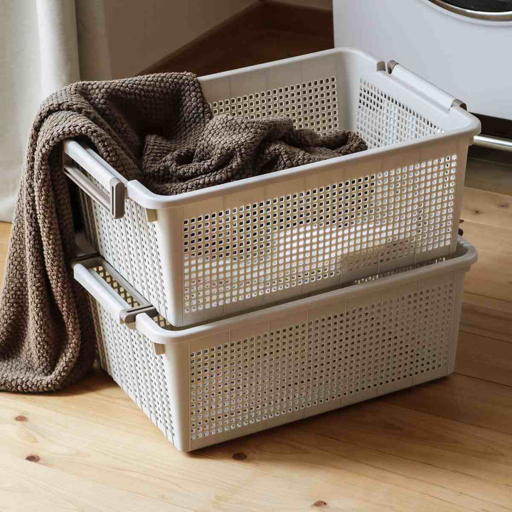 バスケットL幅37.6×奥行54×高さ21cmスタッキング