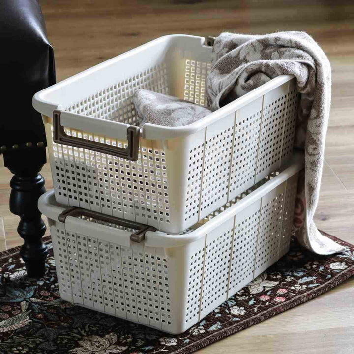 バスケットL幅37.6×奥行54×高さ21cmスタッキング