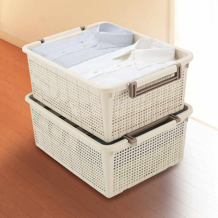 バスケットL幅37.6×奥行54×高さ21cmスタッキング