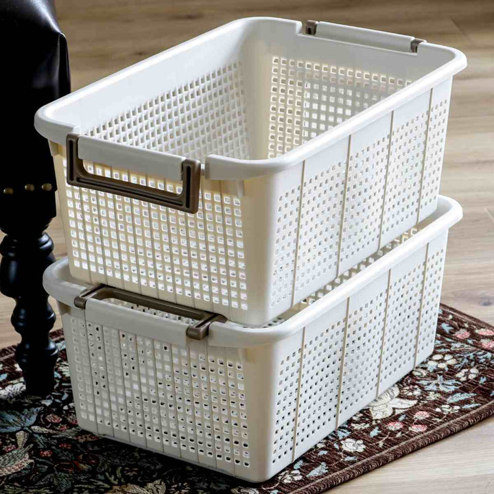 バスケットL幅37.6×奥行54×高さ21cmスタッキング