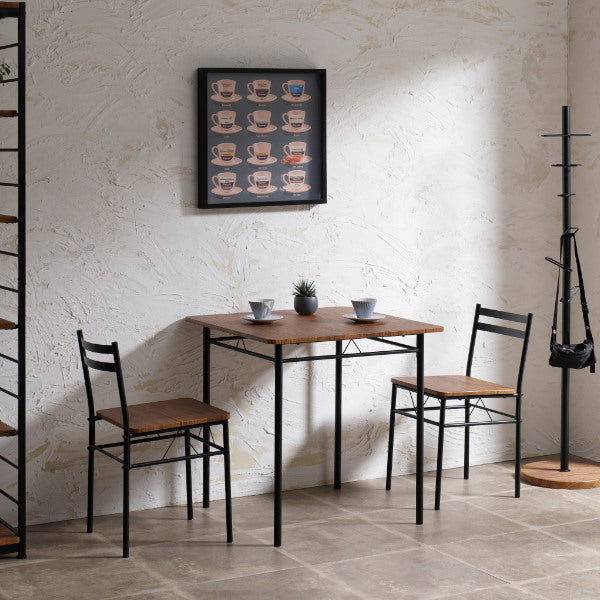 ダイニングセット2人3点セットダイニングテーブルチェア木目調スチール