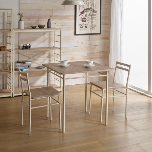 ダイニングセット2人3点セットダイニングテーブルチェア木目調スチール