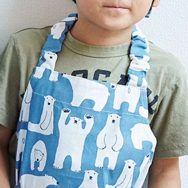 手製コットン100%白衣なれ天使のキッズエプロン三点セット エプロン キッズ 白くま 3点セット コニー 綿 – ハウジー