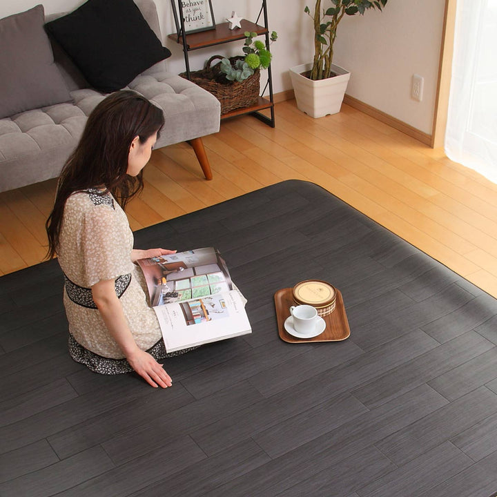 ラグ182×182cmラグマットオークブラック既製サイズ