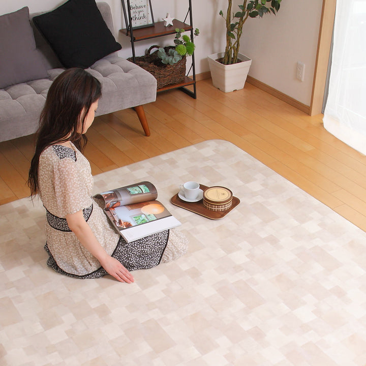 ラグ182×182cmラグマットランダムストーン既製サイズ