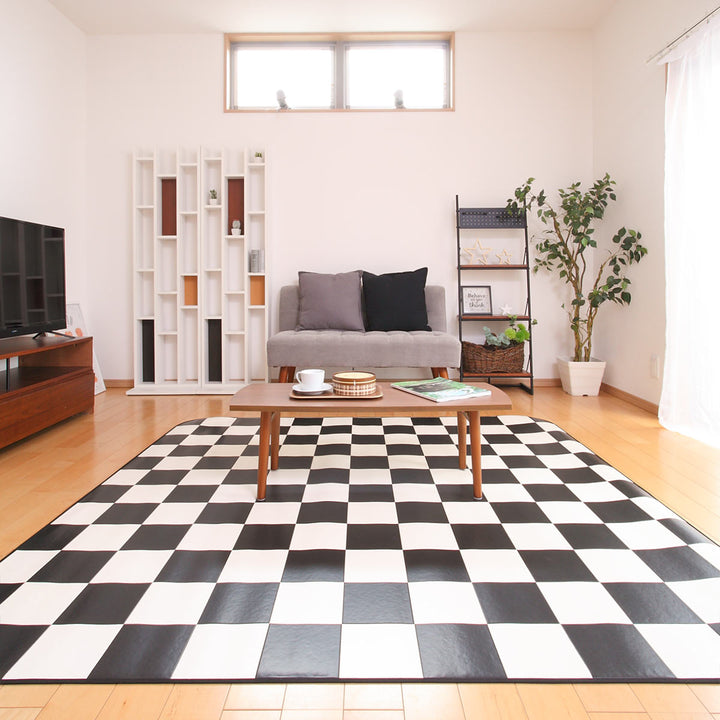 ラグ182×182cmラグマットチェッカー既製サイズ