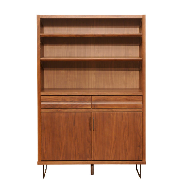 キャビネット上段オープンラックウォールナット材日本製幅105cm