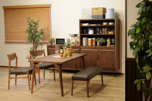 キャビネット上段オープンラックウォールナット材日本製幅90cm