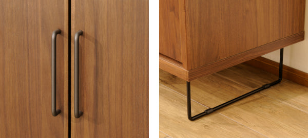 キャビネット上段オープンラックウォールナット材日本製幅90cm