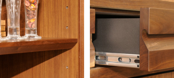 キャビネット上段オープンラックウォールナット材日本製幅90cm