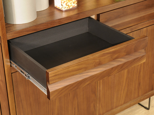 キャビネット上段オープンラックウォールナット材日本製幅90cm