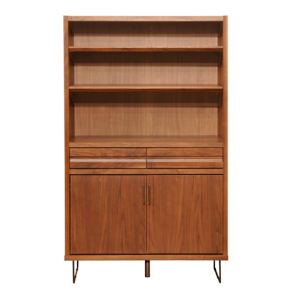 キャビネット上段オープンラックウォールナット材日本製幅90cm