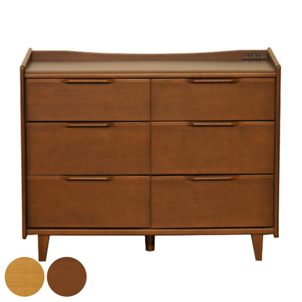 リビングボード北欧風ワイドチェスト3段6杯天然木幅100cm