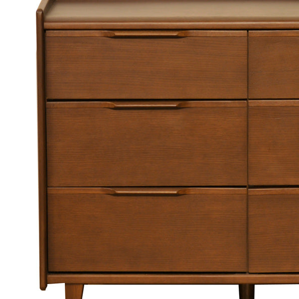 リビングボード北欧風ワイドチェスト3段6杯天然木幅120cm