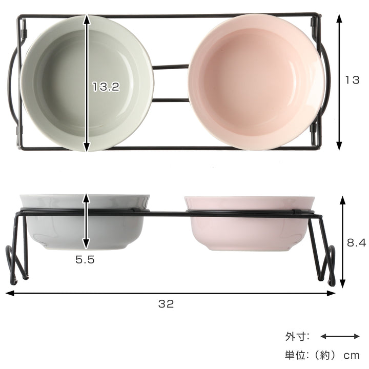 犬犬用食器ボウルダブルセットグレー/ピンクAppeTITDOGROUNDM390mlイヌ食器台