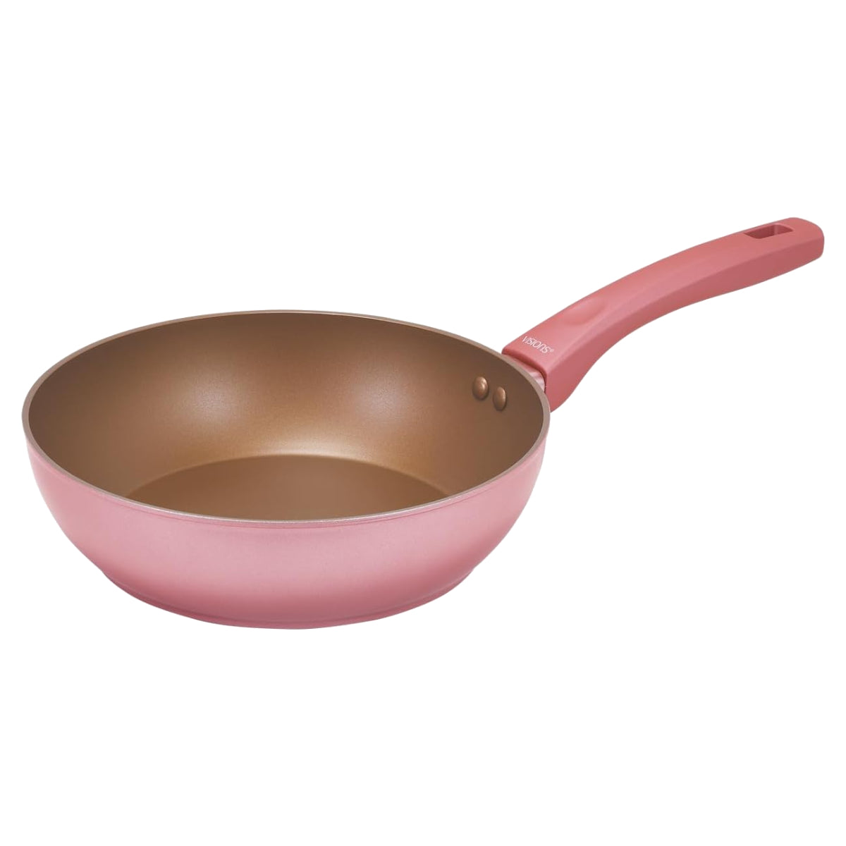 ｉ.ワンハンドルタイプ １点 レッド×ピンクベージュ 丸型(深め) フライパン 24cm 深型 IH対応 VISIONS GOLD Coating ディープパン