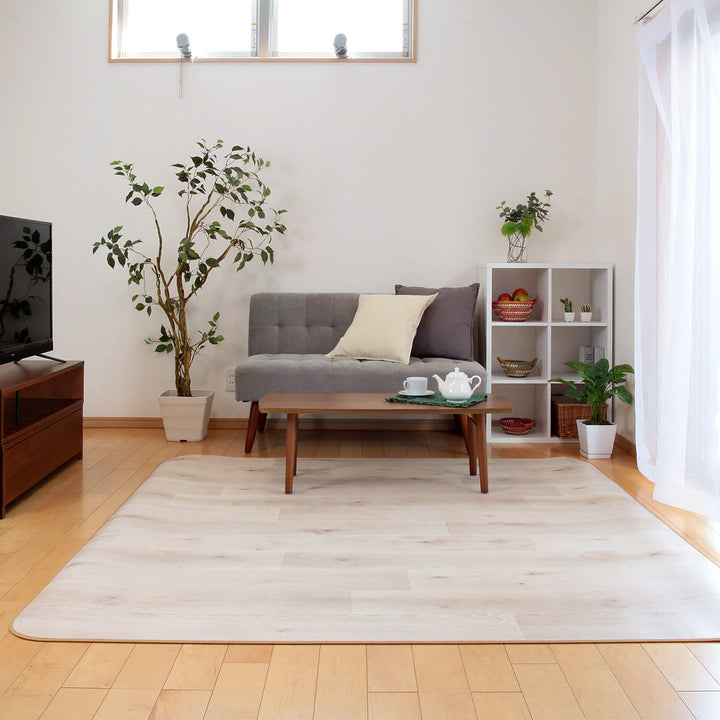 ラグ182×182cmラグマットラスティックオーク消臭タイプ既製サイズアイボリー