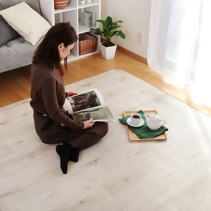 ラグ182×230cmラグマットラスティックオーク消臭タイプ既製サイズアイボリー