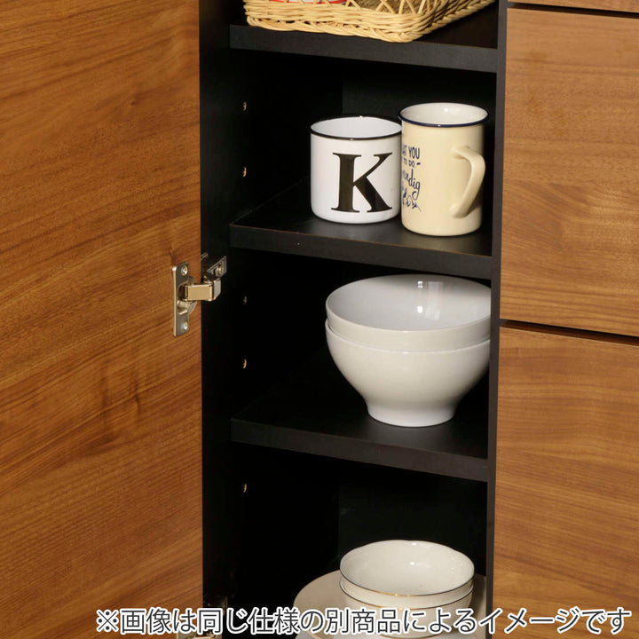 キッチンカウンターセラミック天板背面化粧仕上げFelizウォールナット/ブラック幅90cm