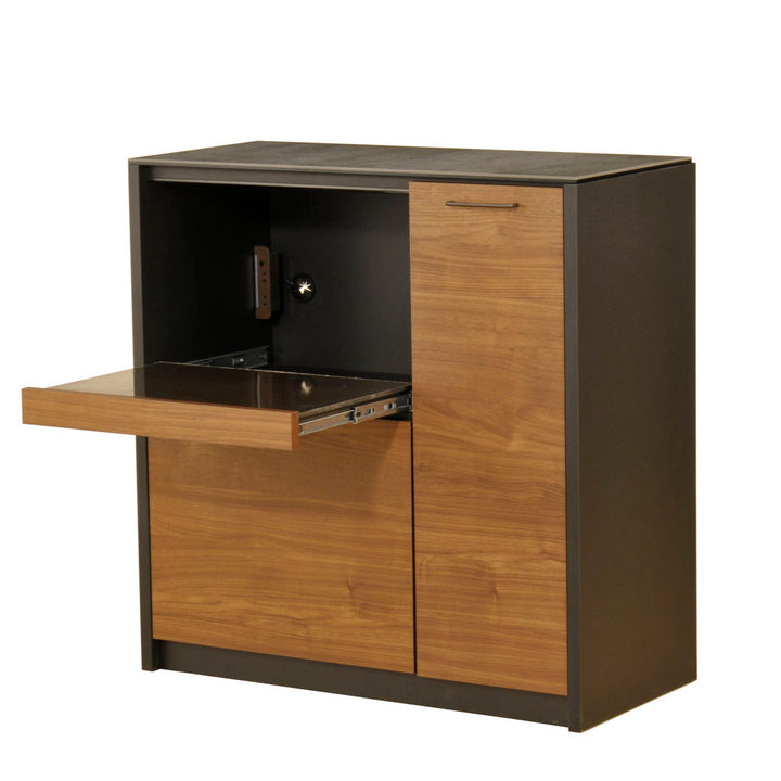 キッチンカウンターセラミック天板背面化粧仕上げFelizウォールナット/ブラック幅90cm