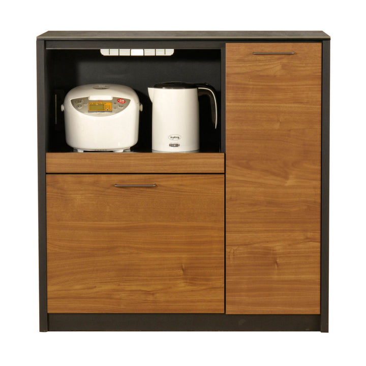 キッチンカウンターセラミック天板背面化粧仕上げFelizウォールナット/ブラック幅90cm