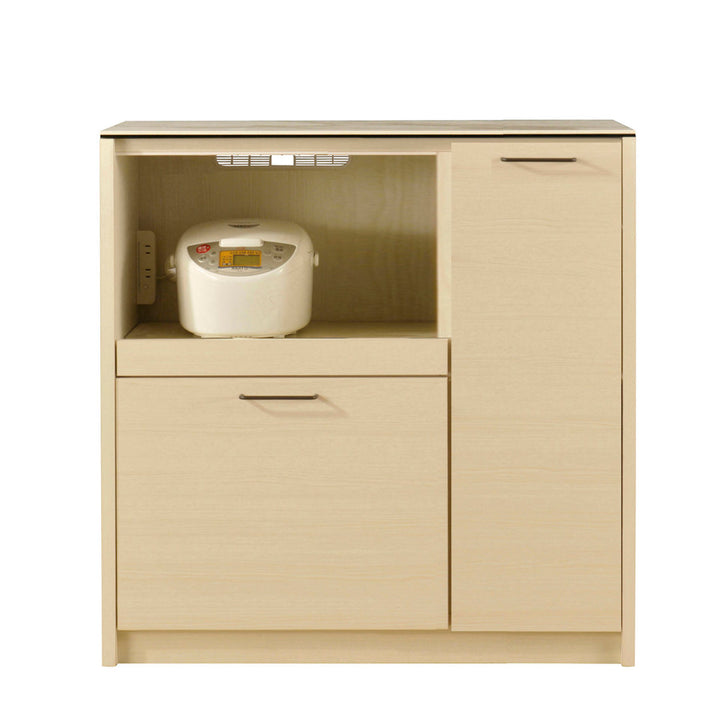 キッチンカウンターセラミック天板背面化粧仕上げFeliz木目調ホワイト幅90cm