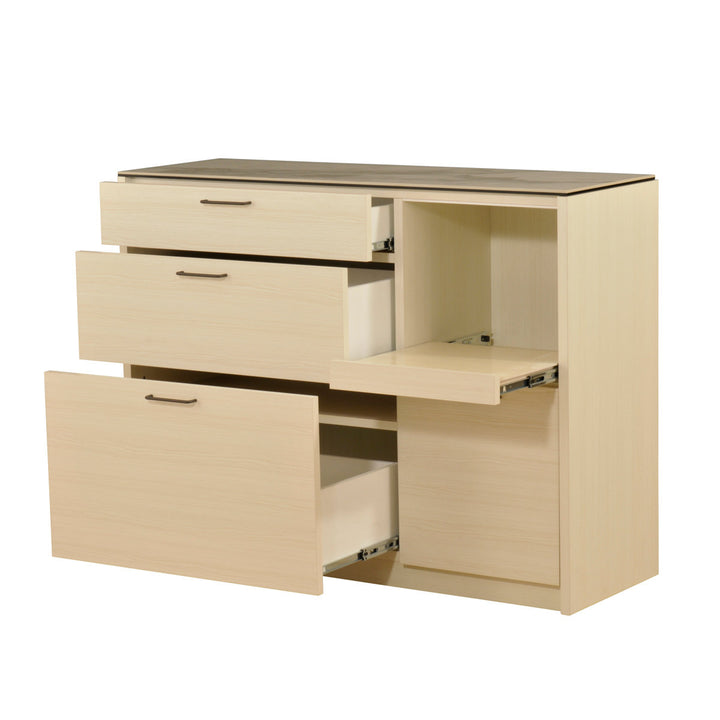 キッチンカウンターセラミック天板背面化粧仕上げFeliz木目調ホワイト幅120cm