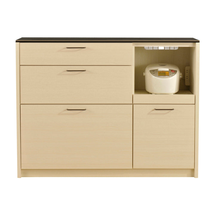 キッチンカウンターセラミック天板背面化粧仕上げFeliz木目調ホワイト幅120cm