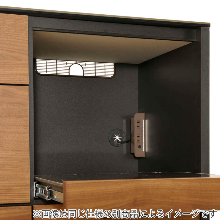 キッチンカウンターセラミック天板背面化粧仕上げFelizウォールナット/ブラック幅140cm