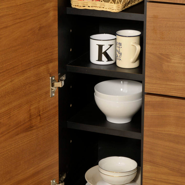 キッチンカウンターセラミック天板背面化粧仕上げFelizウォールナット/ブラック幅140cm