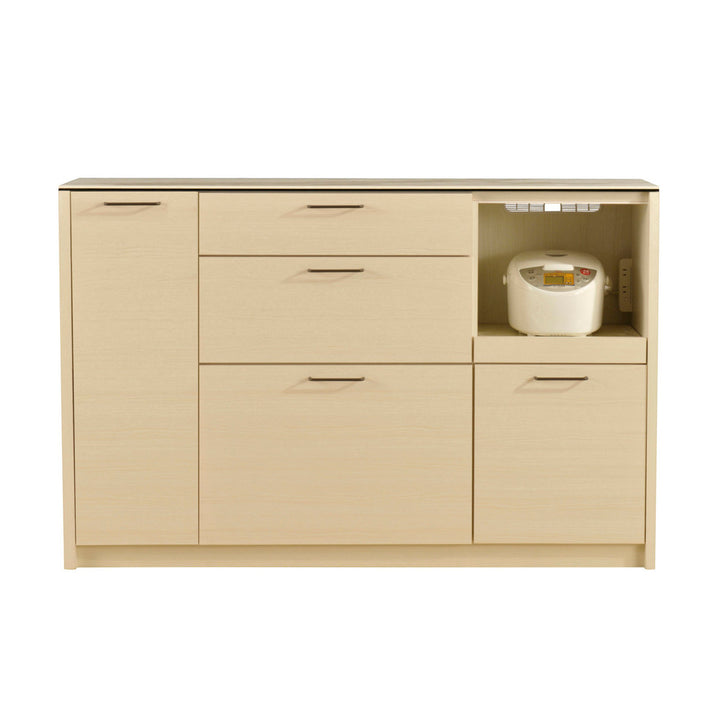 キッチンカウンターセラミック天板背面化粧仕上げFeliz木目調ホワイト幅140cm