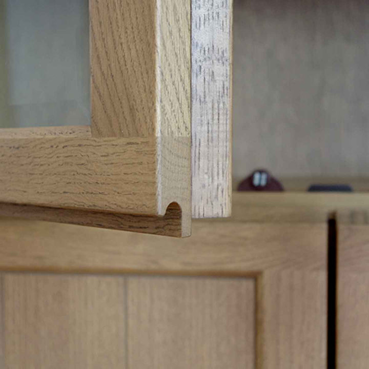 フリーボード書棚天然木ガラス開き戸FIGARO幅81cm