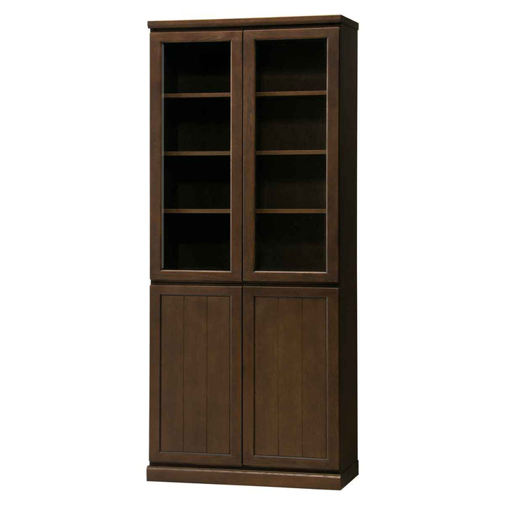 フリーボード書棚天然木ガラス開き戸FIGARO幅81cm