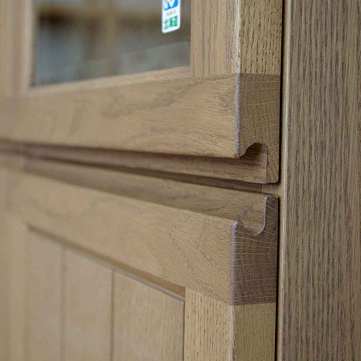 フリーボード書棚天然木ガラス開き戸FIGARO幅121cm