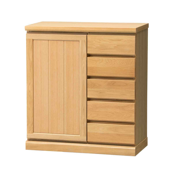 サイドボード片開き板扉引出し5段天然木FIGARO幅77cm