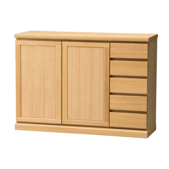 サイドボード両開き板扉引出し5段天然木FIGARO幅120cm