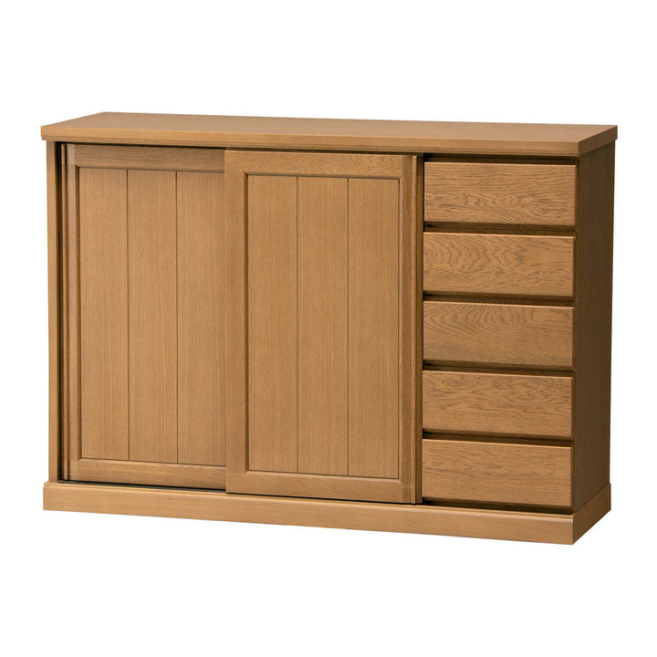 サイドボードスライド板扉引出し5段天然木FIGARO幅120cm