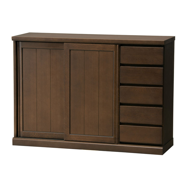 サイドボードスライド板扉引出し5段天然木FIGARO幅120cm