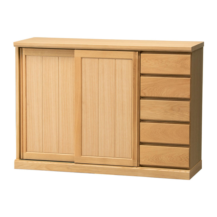 サイドボードスライド板扉引出し5段天然木FIGARO幅120cm