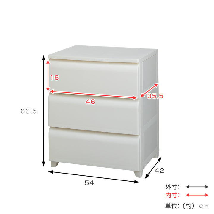 チェスト3段幅54cmノーデュスワイドプラスチック
