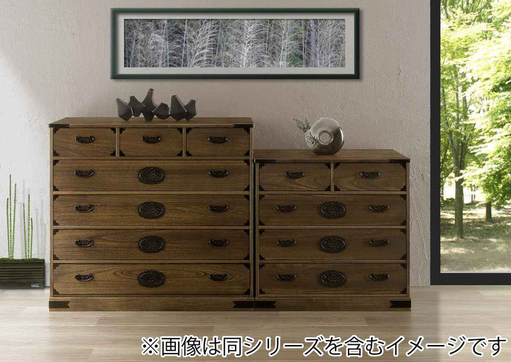 総桐民芸たんす幅75cm4段焼桐調オイル仕上げ