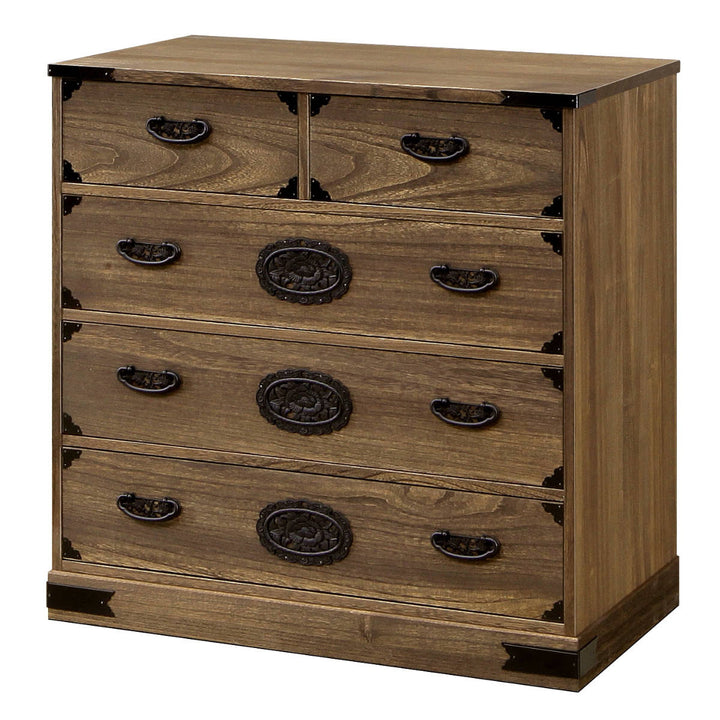 総桐民芸たんす幅75cm4段焼桐調オイル仕上げ