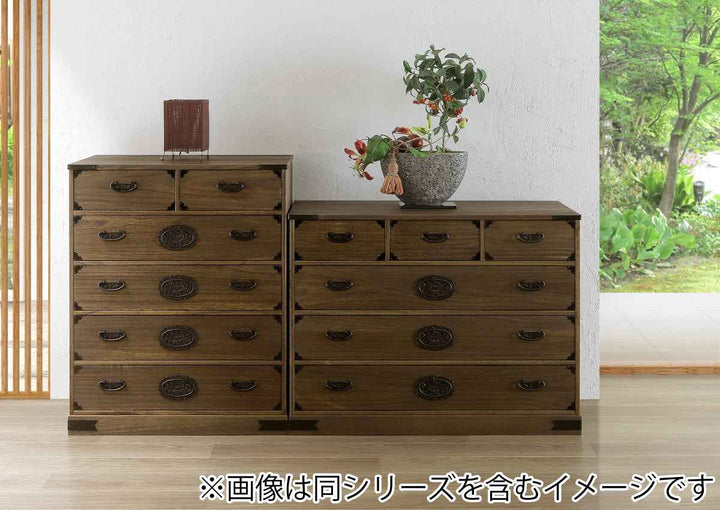 総桐民芸たんす幅75cm5段焼桐調オイル仕上げ