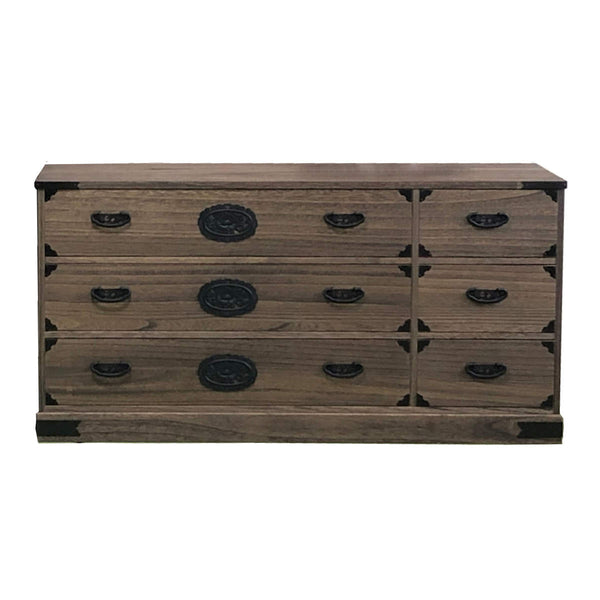 総桐民芸たんす幅120cm3段2列焼桐調オイル仕上げ